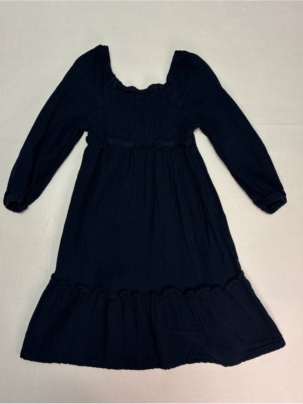 Old Navy Girls' Black Long-Sleeve Smocked Dress Size Large 10-12